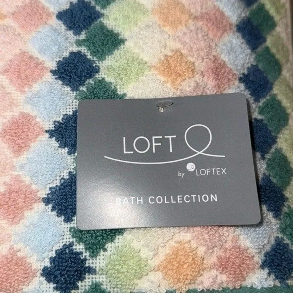 NWT Loft by Loftex 8 Piece 100% Cotton Bath Towel Set Multi-color Ombre Diamond
